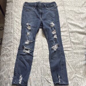Hollister Blue Skinny Distressed Jeans